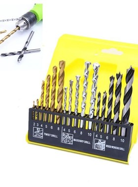 16PCS Mix Combination Drill Bits Set HSS Titanium Twist Dril