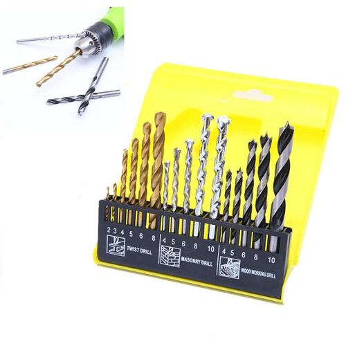 16PCS Mix Combination Drill Bits Set HSS Titanium Twist Dril