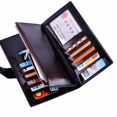 Men business leather Multi-card Wallet WoMen long handbag