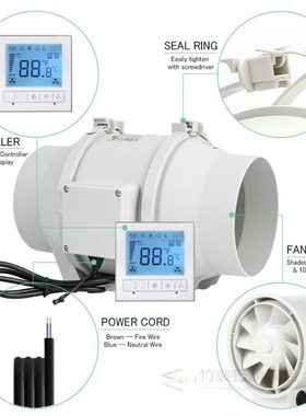 6Inch Silent Inline Duct Fan with Smart Controller Timer Air