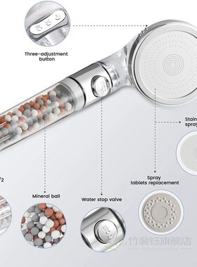 3 Modes SPA Ion Filter Shower Head High Pressure Saving Wate