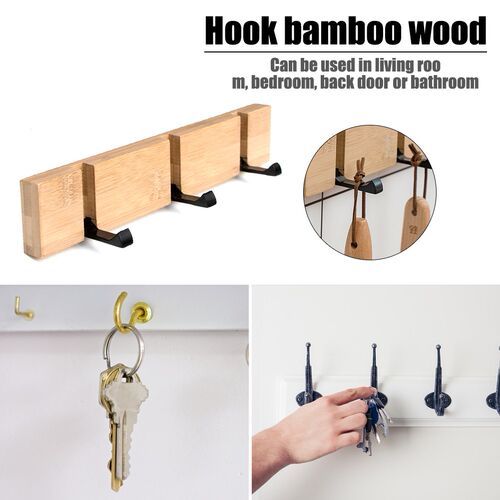 Foldable Hooks Hanger Bamboo Rack Hook Wall Hanging HangerHo