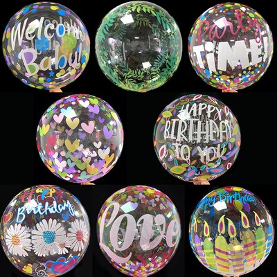 18inch Transparent Bobo Clear Balloon Palm Leaf Love printin