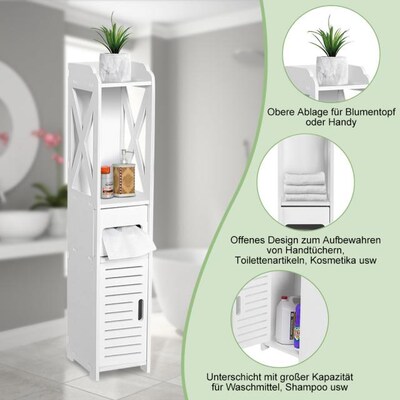 80x15.5x15CM Bathroom Storage Cupboard Bathroom Toilet Furni