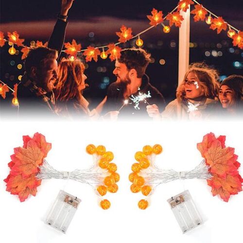 Artificial Marple Pumpkin Fairy Lights Christmas New Year Le
