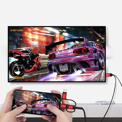 4K 3in1 Micro USB Type C To HDMI Adapter Cable for IPhone X