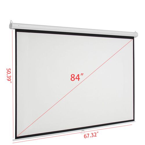 Manual Pull Down Projector Screen 84 inch 43 HD Widescreen