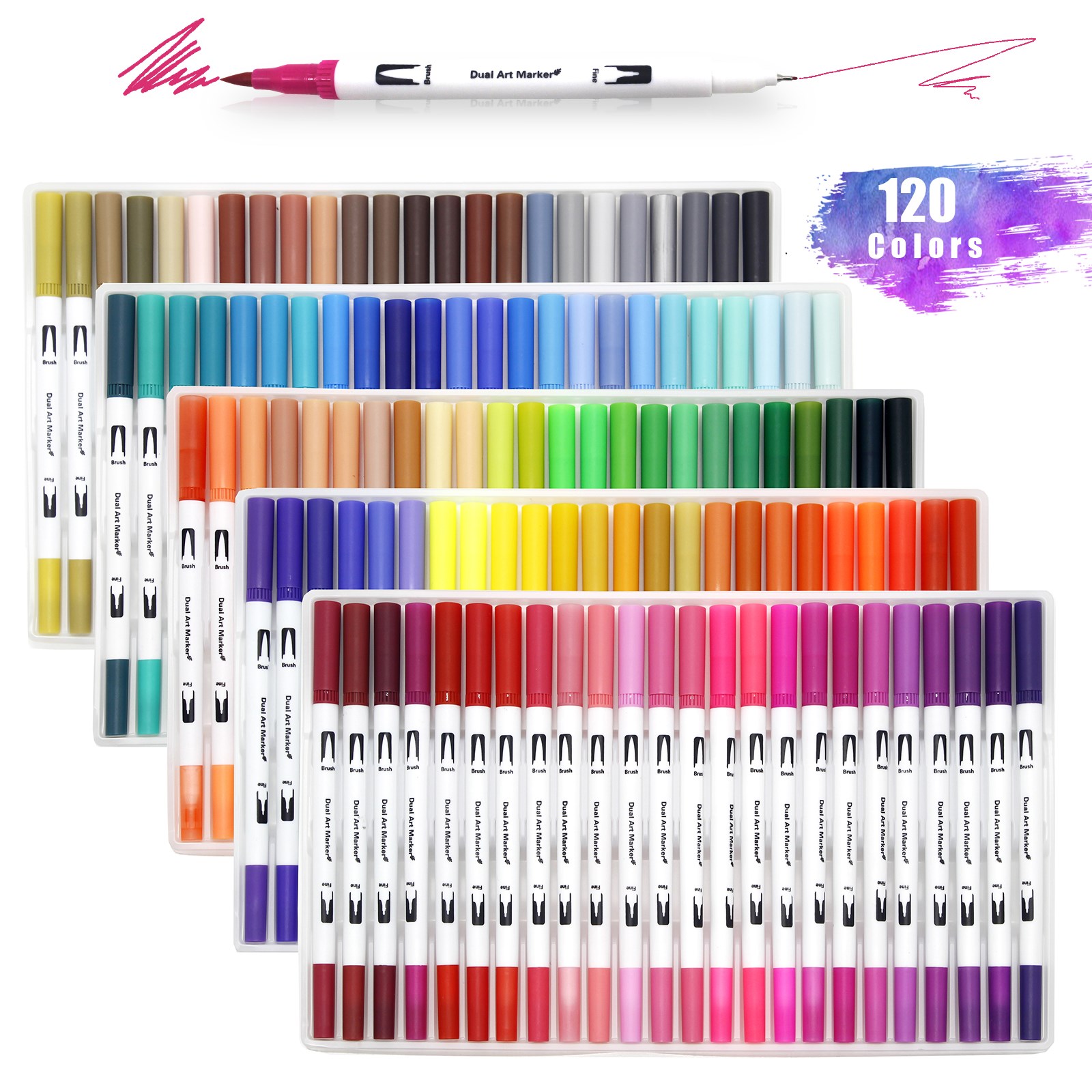 120 Colors Dual Tip Brush Marker Pens Art Watercolor Finelin 搬运/仓储/物流设备 其他吊具 原图主图