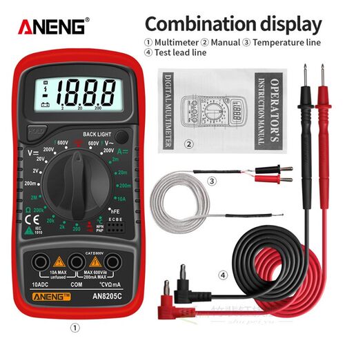 AN8205C Digital Multimeter Auto Range Backlight AC/DC Ammete