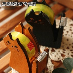Cute  wooden tape Dispenser Tape holder Tape cutter Offic