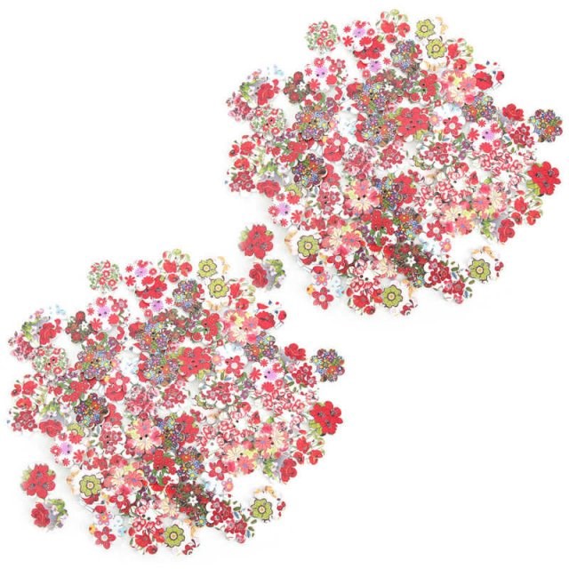 Wooden Sewing Buttons Accessories  Painted Flowers Buttons W