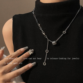 钛钢小蛮腰流苏项链女2023年新款 爆款 秋冬冷淡风毛衣链锁骨链