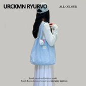 ZAR FENDEN韩系蝴蝶结牛仔刺绣帆布包2025新款 学生单肩托特包