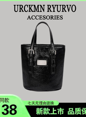 ZAR FENDEN2024春夏新款韩国ins小众黑色百搭水桶手提单肩斜挎包