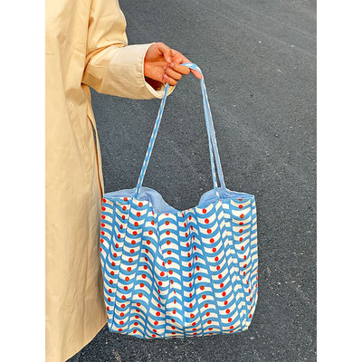 休闲大容量AB面双面单肩托特包