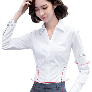 白色职业衬衫女长袖商务正装2026气质新款修身百搭酒店工作服修身