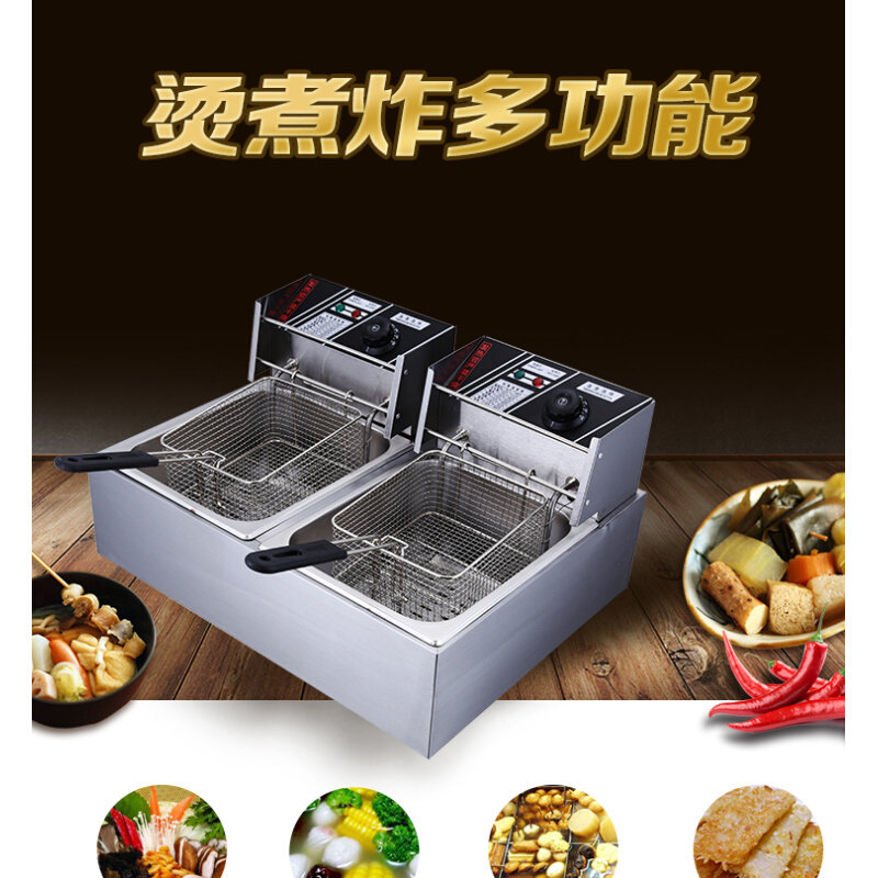 汇利商用单缸双缸炸串电炸锅油条机大容量油炸台式家用电炸炉炉头