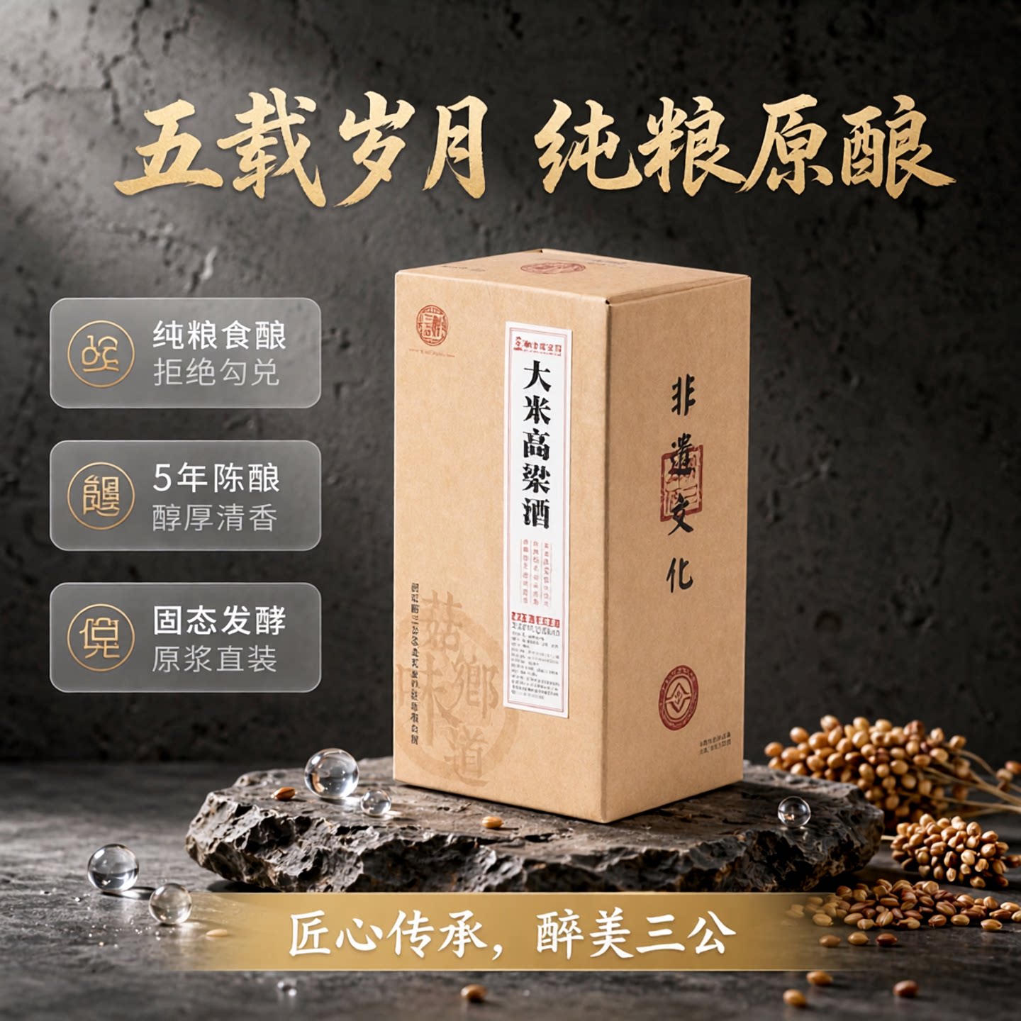 清香型高粱酒醉三公500mL52度酒