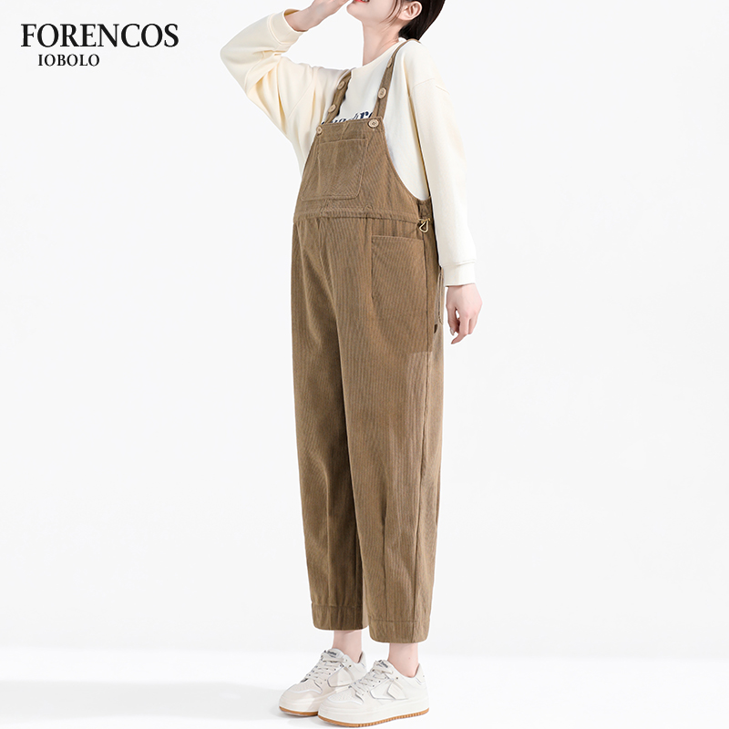 forencos孕妇背带裤秋冬2023新款套装两件套大码休闲灯芯绒孕妇装