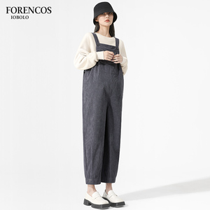 孕妇背带裤秋冬外穿加绒加厚灯芯绒孕妇裤2023新款休闲孕妇装套装