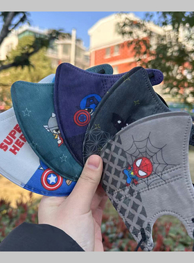 2025新款儿童黑色口罩3D立体漫威蜘蛛侠卡通动漫男童学生上学专用