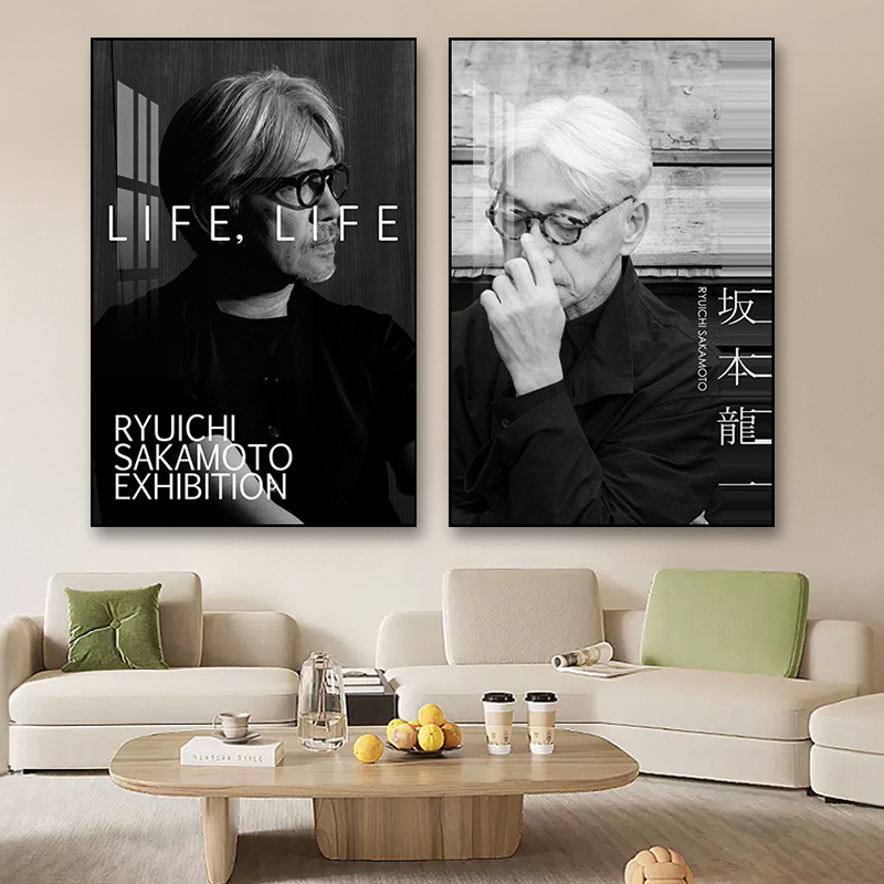 坂本龙一挂画音乐家钢琴艺术壁画