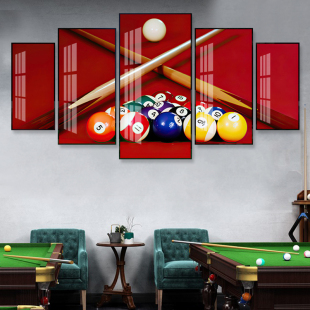 台球厅五联装 饰画斯诺克明星俱乐部桌球室挂画现代简约墙贴墙壁画