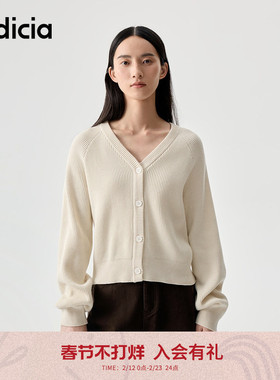 indicia标记2025秋新款慵懒时髦松弛感灯笼袖针织开衫 L2C5KS171