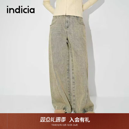 【 博主同款】indicia标记冬新款水洗感百搭阔腿牛仔裤L2D4NK174