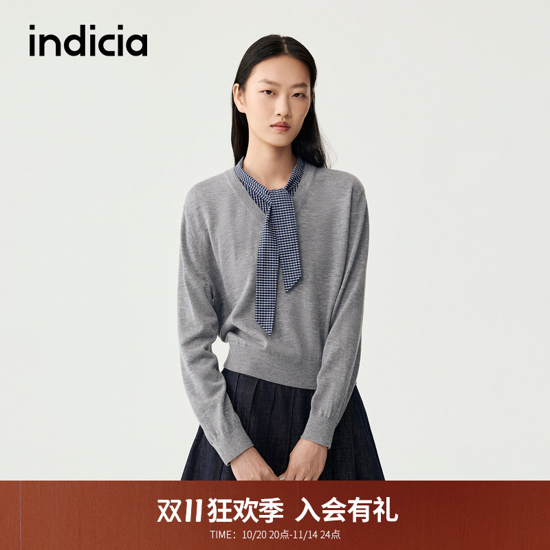 indicia标记商场同款2025冬季新款学院风设计感针织衫F2C5ZZ357C
