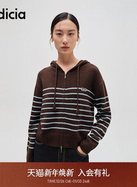 indicia标记商场同款秋冬新款韩系条纹慵懒感针织衫F2D4KS779C