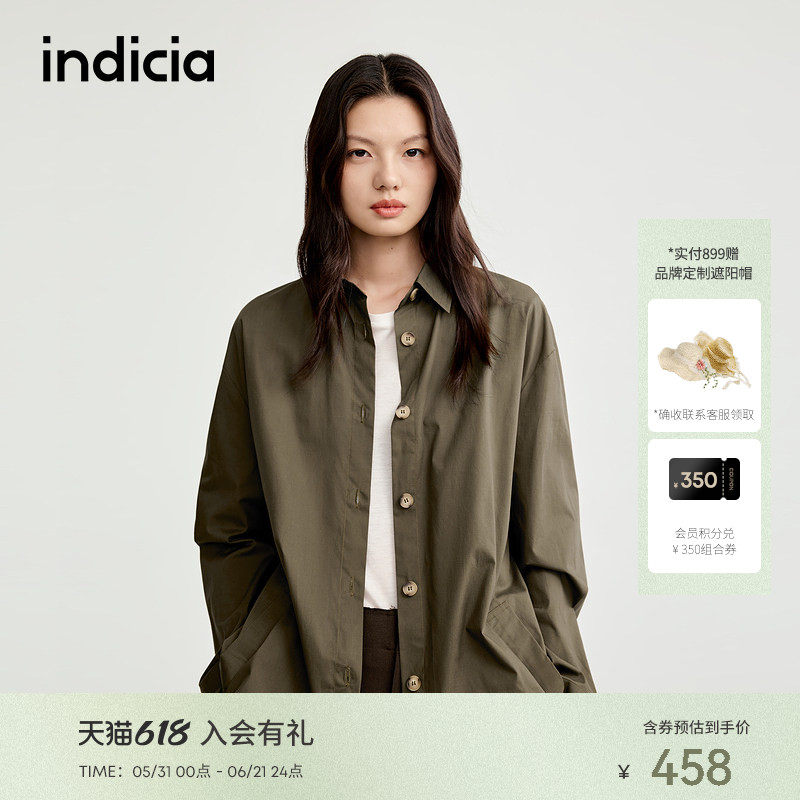 indicia标记2025秋新款廓形工装风长袖宽松衬衫风衣外套L2C5FY160