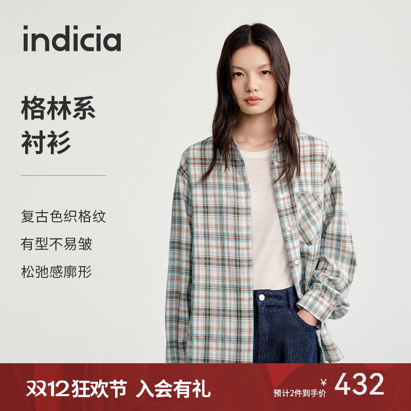 indicia标记休闲随性街头风衬衫