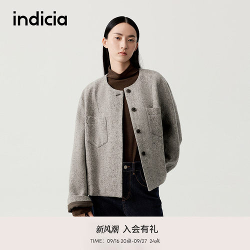 indicia标记商场同款2025冬季新款复古优雅廓形短外套 F2D5WT460N