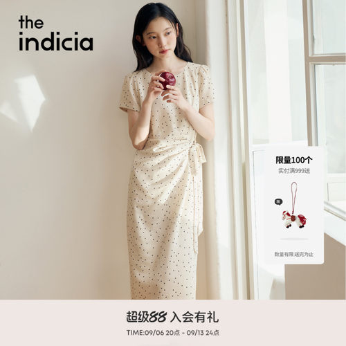 indicia标记2026夏季新款复古波点温柔风显白短袖连衣裙L2B6LQ170