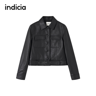 帅气酷飒皮衣短外套 新款 F2C5PY419F 2025秋季 indicia标记商场同款