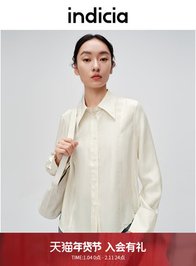indicia标记商场同款秋季设计感纯色舒适桑蚕丝衬衫女6A402CS124N