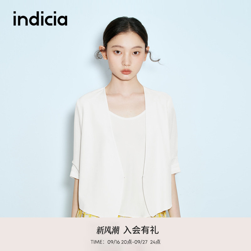 indicia标记商场同款夏季新款气质简约轻薄V领西装外套F2B5XZ299N										