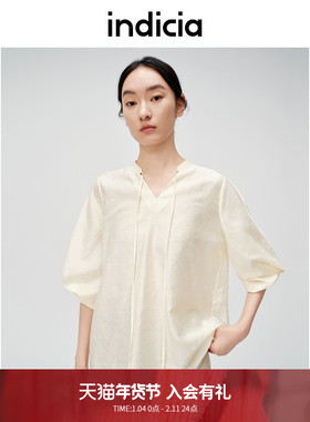 indicia标记商场夏季简约优雅感系带小衫设计感上衣6B406SY322N-1