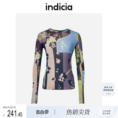 indicia花色打底衫内搭上衣女