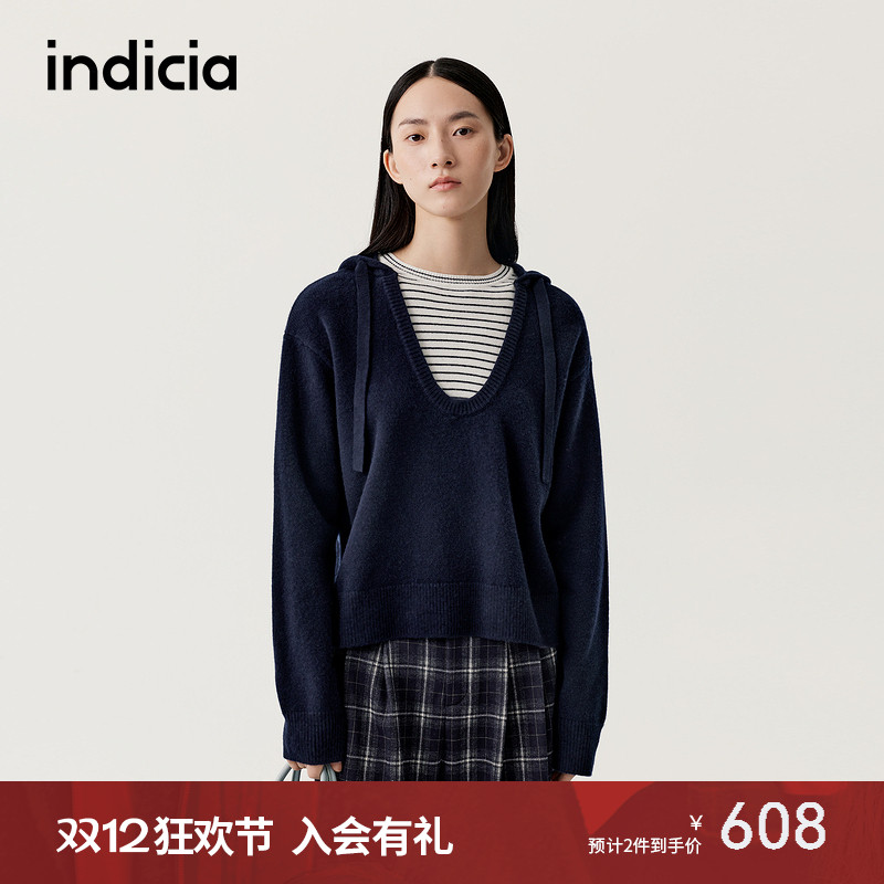indicia标记2025冬季新款时髦假两件设计层次感穿搭毛衫L2D5MS266