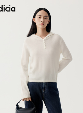 indicia标记商场同款2025冬新款山羊绒设计连帽毛衫 F2D5MS462C