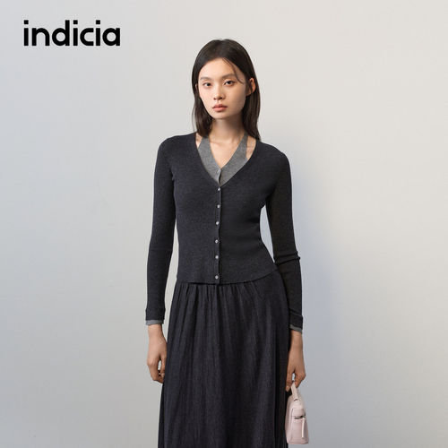 indicia标记商场同款2026秋季新款灰色针织两件套套装F2C6TZ436C