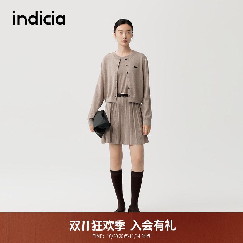 indicia标记商场同款25春新款气质简约针织连衣裙套装 F2A5TZ009C