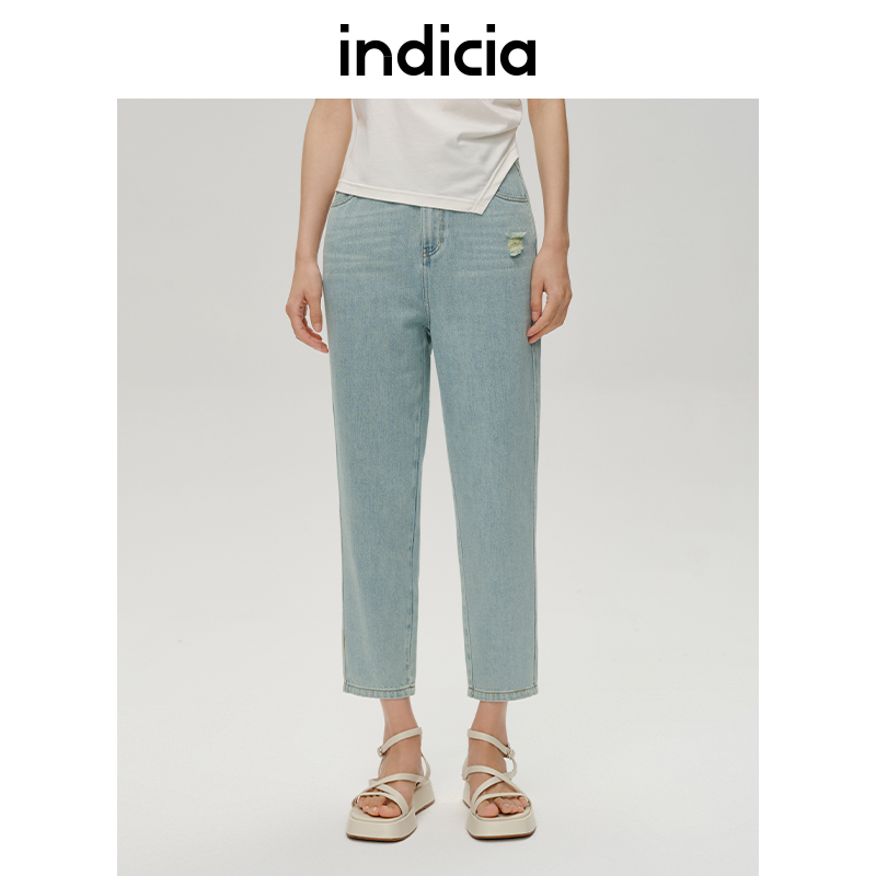 indicia直筒裤九分裤中腰