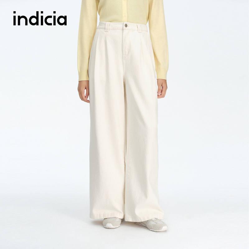 indicia标记商场同款25秋新款简约时尚百搭阔腿牛仔裤 F2A5NK011C