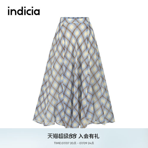 indicia标记商场同款2025秋新款欧若风气质格纹A字裙F2C5QZ362C
