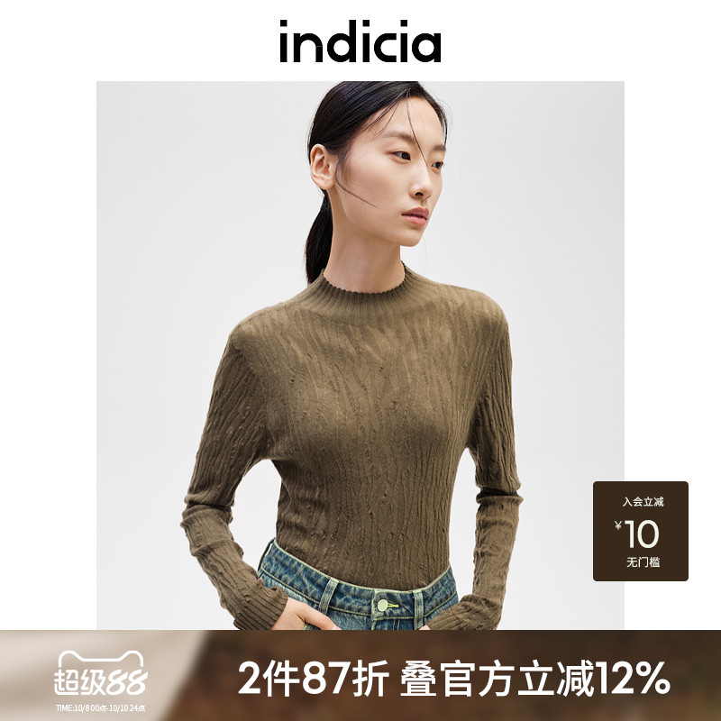 indicia标记褶皱肌理感针织衫