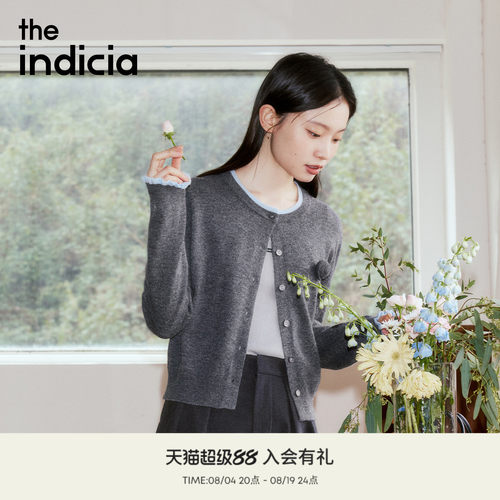 indicia标记纯绵羊毛开衫