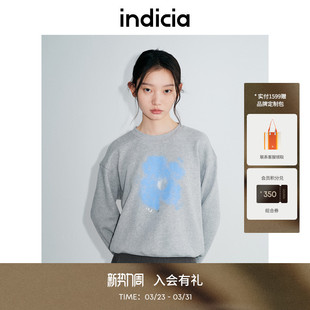 indicia标记2025春新款 宽松简约原创印花设计感休闲卫衣L2C5WY176